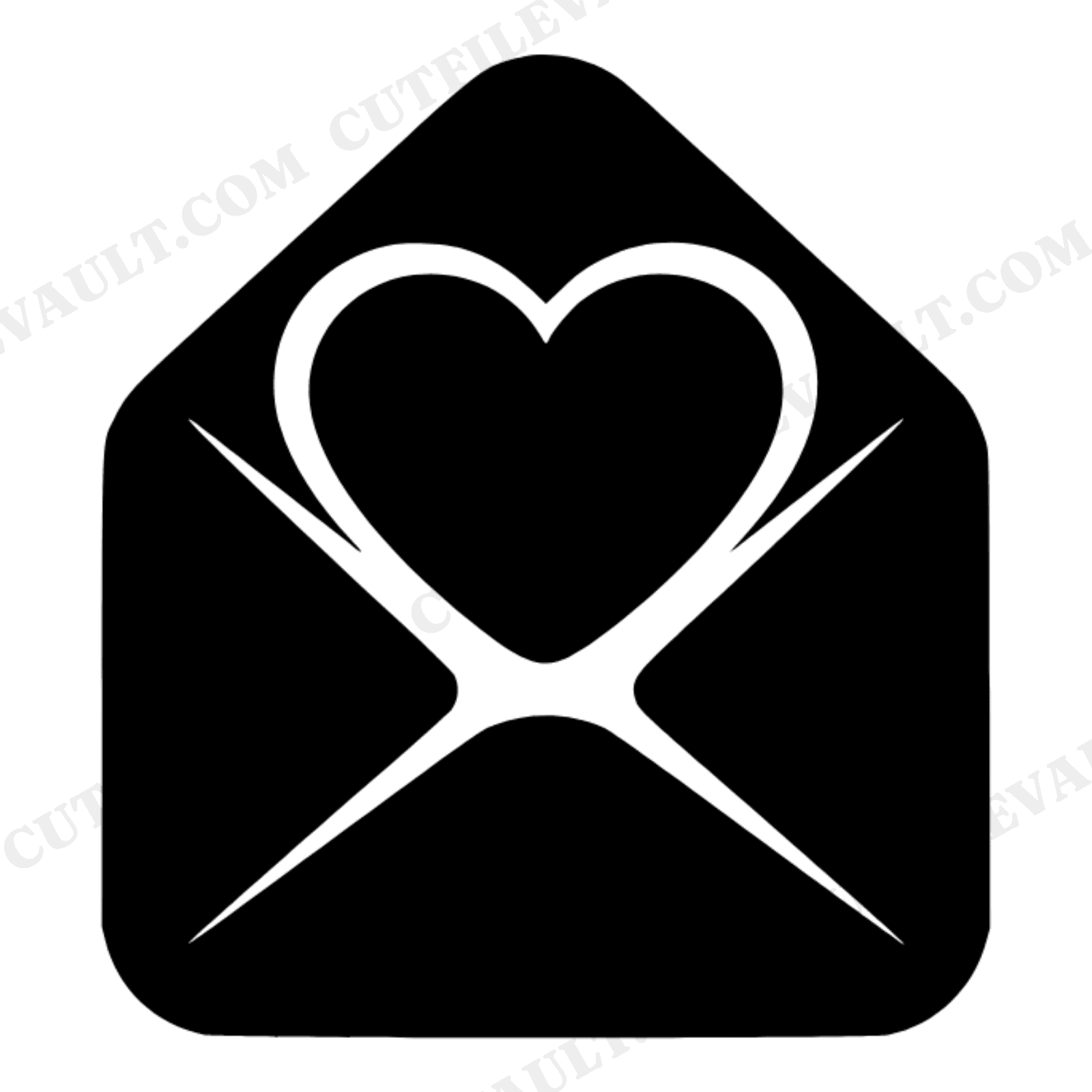 Y2K Bubble Envelope Heart Flap SVG PNG, Open Love Letter Cut File, Wedding Invitation Clipart, view 1