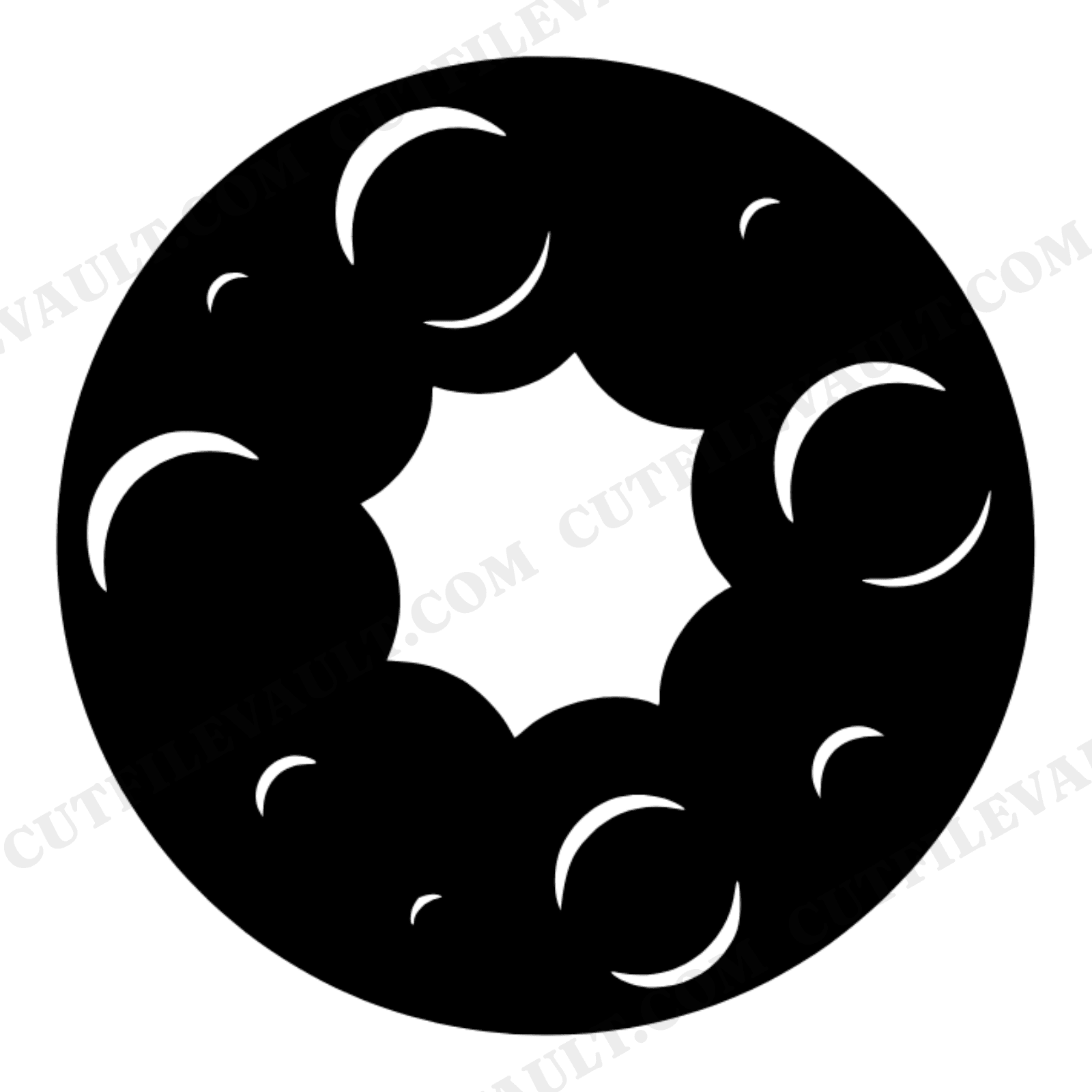 Y2K Chrome Bubble Donut SVG PNG, Retro Donut Ring Silhouette, National Donut Day Cut File, view 1