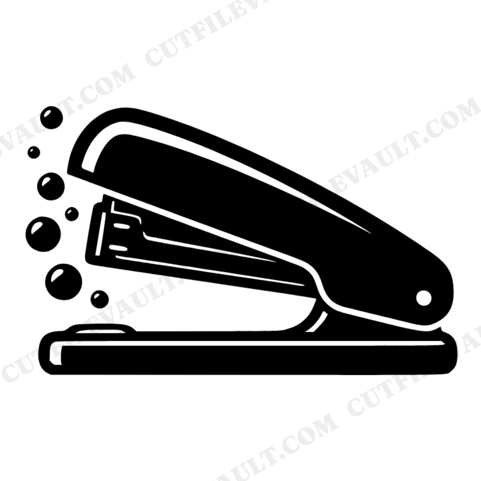 Y2K Chrome Bubble Stapler SVG PNG, Retro 70s Wave Back to School Cut File, Mid Action Stapler, view 1