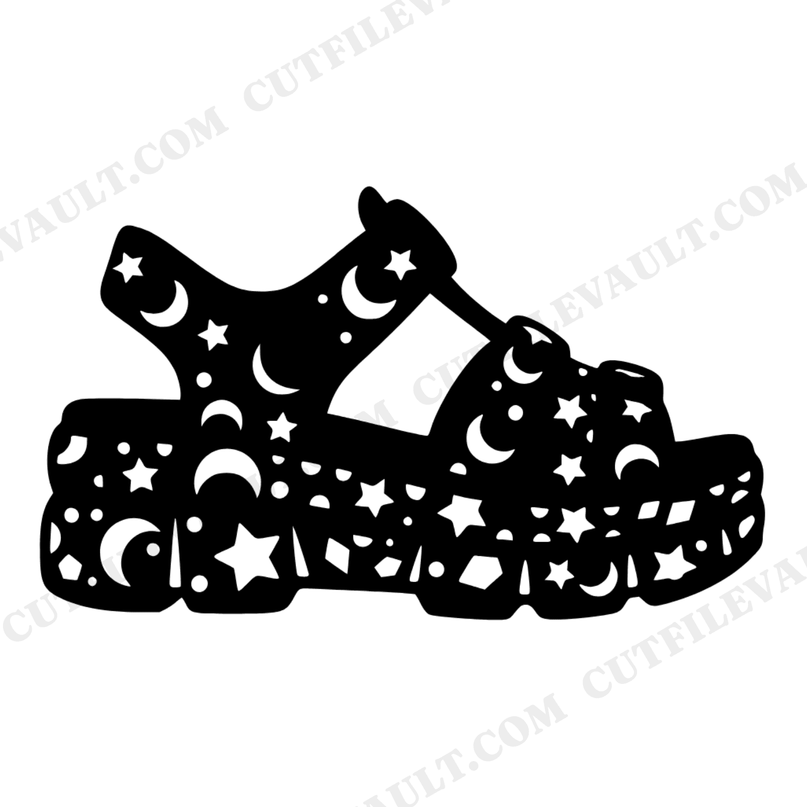 Y2K Jelly Sandal SVG PNG, Celestial Moon Stars Summer Beach Clipart, Nostalgic 2000s Shoe Cut File, view 1