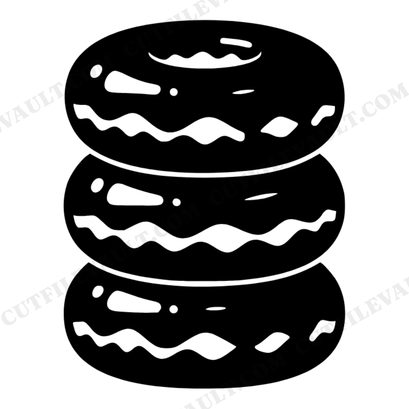 Y2K Puffy Donut Stack SVG PNG Vintage Botanical Cut File for National Donut Day Cricut Silhouette, view 1